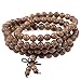 Areke Mens Wood Bracelets Link Wrist Necklace Unisex Women's Tibetan Buddhist Bead Prayer Buddha Mala Color Brown