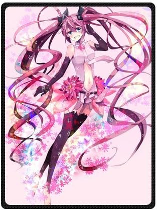 Kawaii Anime Hatsune Miku Custom Designer Woolen Blanket Fleece Blanket Indoor and Outdoor Blanket Travel Blankets 50x60 Inches (Medium)