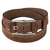 Brown Kale Wensen Imprinted Wide Belt with Stitched Edge