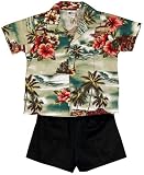 Woody Surf Hibiscus Boy's Hawaiian Aloha 2 Piece Cabana Set