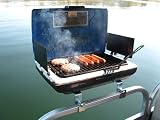 Grill mount bracket set for Pontoon Boat rail