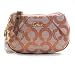 Coach Signature Op Art Parker Mini Skinny Coin Case Bag w Key Chain 42455 Rose Gold