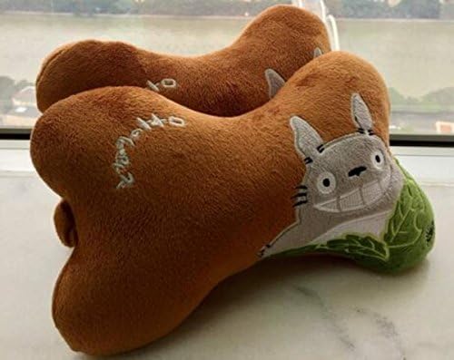 Totoro design soft plush auto seat headrest best head support neck rest cushion pillow for car set of 2 coffee