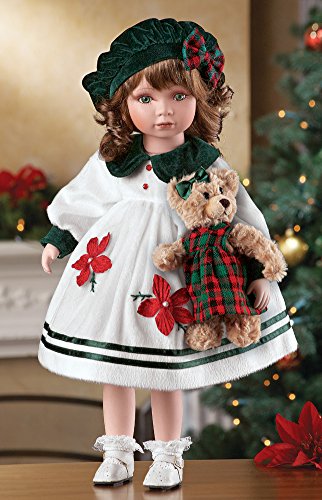 Collections Etc Poinsettia Paige Collectible Porcelain Doll