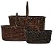 Country Hand Woven Oval Sapling Baskets Set / 3, Large=18.25"L x 15"W x 19"H