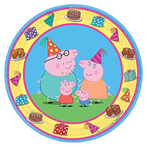 Napkins 8-Pieces Peppa Pig Dessert Plate, 7-Inch, Multicolor