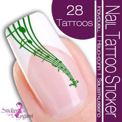 Nail Tattoo Sticker Musik / Noten - gr&uuml;n Preisvergleich
