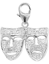14K White Gold Diamond Comedy & Tragedy Charm