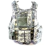 Diamond Tactical MOLLE StrikeForce Modular Plate Carrier Loaded w/ 6 Integrated Pouches & Armor Plate Ready - Ultra High Quality Operator Grade 600D Rugged Construction - Digital Army ACU