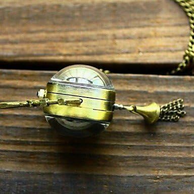 Watch Shout Women's Small Retro Black Fish-Eye Shaped Glass Ball Quartz Movement Necklace Watch