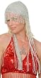 Silver Beaded Headpiece Cap with Long, Long Strands of Beads