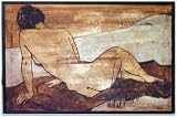 Portrait of a Nude, Original Figurative Oil Painting on Canvas By Carmel Artist Rip Matteson (1920-) - Framed Artwork