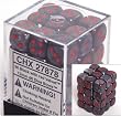 Chessex Velvet 12mm d6 Black w/Red Block 36 Dice