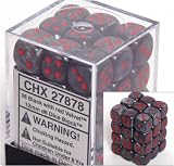 Chessex Velvet 12mm d6 Black w/Red Block 36 Dice