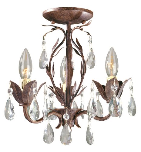 World Imports 81023-62 Bijoux Collection 3-Light Semi-Flush Convertible Chandelier, Weathered Bronze