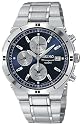 Seiko Men's Alarm Chronograph Silver-Tone Watch #SNA695