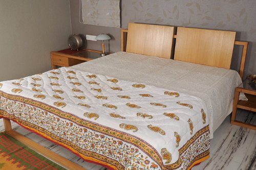 Imagen 3 de Étnico a mano individual Tamaño Bed Jaipuri Reversible indio Boho algodón acolchado tamaño de 90 x 60 pulgadas