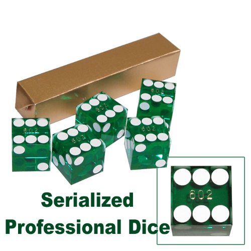 Childrens Toyshop  Toys : 3/4" Green Trans. Precision Casino Craps Dice, stick of 5