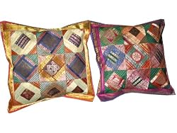 2 Tribal India Vintage Sari Toss Pillow Cushion Covers