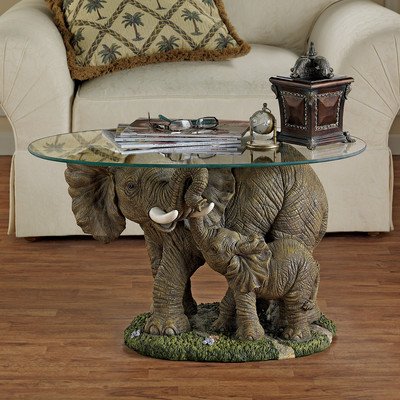 Elephant's Majesty Coffee Table with Glass Top On Sale