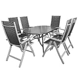 Gartenmöbel Gartengarnitur Aluminium 140x90cm 7tlg. Aluminium Gartenmöbel Gartengarnitur Aluminium 140x90cm 7tlg. Aluminium