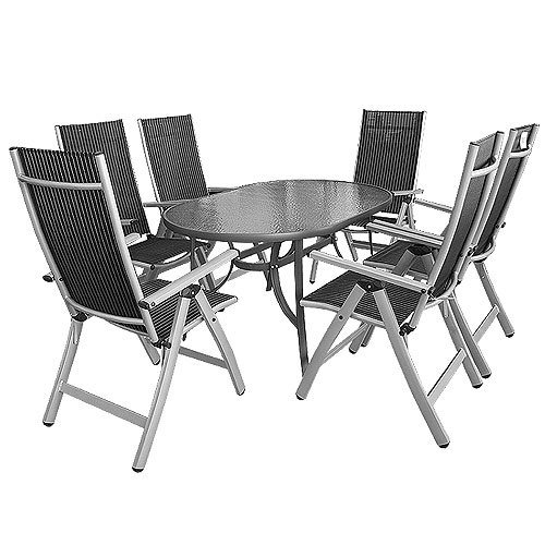 Gartenmöbel Gartengarnitur Aluminium 140x90cm 7tlg. Aluminium Gartenmöbel Gartengarnitur Aluminium 140x90cm 7tlg. Aluminium