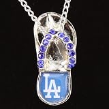 MLB L.A. Dodgers Ladies Crystal Flip Flop Necklace