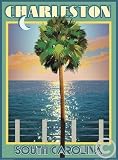 Charleston Palmetto Tree-Art Deco Style Vintage Travel Poster-by Aurelio Grisanty