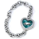 Philadelphia Eagles NFL Silver Rhinestone Ladies Heart Watch