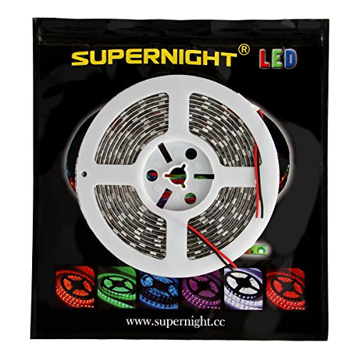 SUPERNIGHT DC12V 5M 16.4Ft Yellow 5050SMD 300LED Waterproof Flexible LED Light Strip lamp White Tape Version