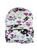 Skull: Bone PUNK GOTHIC Large School Backpack *White & Pink+ Free Necklace