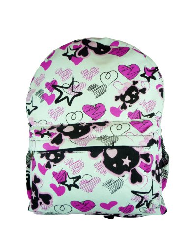 Click here to buy Skull: Bone PUNK GOTHIC Large School Backpack *White & Pink+ Free Necklace.