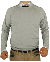 Luciano Natazzi Crew Neck Cotton Sweater Cashmere Touch Slim Fit