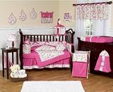 Circles Pink and Green 9 pc Crib Bedding Set by JoJo Designs White