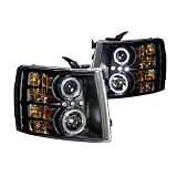Anzo USA 111107 Chevrolet Silverado Black Clear Projectors With Halos Headlight... by AnzoUSA