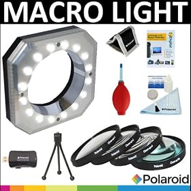 Polaroid Digital Macro 16 LED Ring Light + Polaroid Optics 4 Piece Close Up Filter Set (+1, +2, +4, +10) + Cleaning & Accessory Kit For The Panasonic Lumix DMC-G3, DMC-GF3, DMC-G1, DMC-GH1, DMC-GH2, DMC-GH3, DMC-L10, DMC-GF1, DMC-GF2, DMC-G10, DMC-G2, DMC-GF3, DMC-G3, DMC-GF5, DMC-G5 Digital SLR Cam