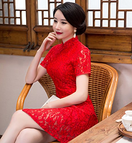 Wincolor-Womens-Short-Sleeve-Floral-Lace-Qipao-Wedding-Dress-Chinese-Traditional-Cheongsam