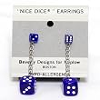 5mm to 10mm Dice Dangler Earrings, Translucent Blue w/ White