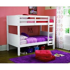 Dorel Twin Standard Bunk Bed-Modern Style Home Essential Kids will Love-Convertible Sturdy Wood Bed-Perfect Space Saver and Kid's Bedroom Furniture