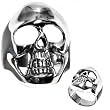 Sterling Silver Skull Ring - 9mm Band Width and 29mm Face Height in Sizes: 9-14
