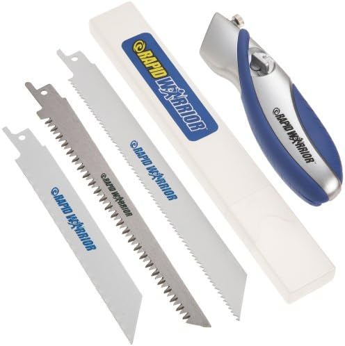 Rapid EdgeRapid Warrior Multi-Use Utility Knife Kit with Drywall Knife, Hacksaw and General Purpose Saw Blade (Includes 5 Rapid Edge Serrated Razor Knife Blades) (1-Pack)