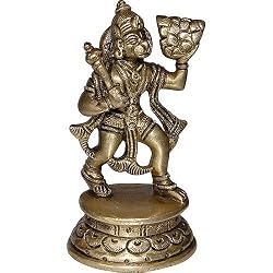 Hindu God Hanuman Brass Sculpture in Standing Posture 3.75 inches