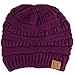 Unisex Winter Chunky Soft Stretch Cable Knit Slouch Beanie Skully Ski Hat Purple