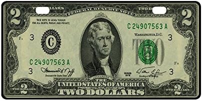 Dollar Bill Money Pattern Strong And Durable Aluminum Car Metal License Plate Frame for Women/Men Two Holes Tag 11.8" X 6.1"