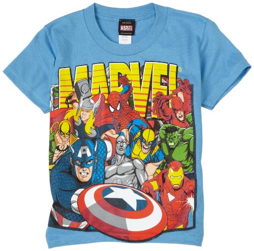  Marvel Comics Boys 2-7 Heroes Cluster Short-sleeve T-Shirt