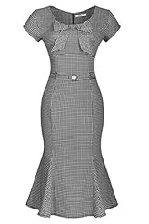 Spandex Houndstooth Print Sweetheart Cap Sleeves  Evening Dress/Party Dress  With a Bow(s)