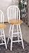 White/Natural Finish Wood Arrow Back Windsor Style 29"H Swivel Bar Stool