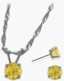 14 Karat White Gold Genuine Citrine Solitaire Set