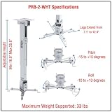 Universal Projector Ceiling Mount for DLP / LCD video projectors (Heavy Duty Steel, White, adjustable height 16.9-Inch - 25.6-Inch, built-in cable management, easy installation)