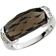 14K White Gold Smoky Quartz and Diamond Ring